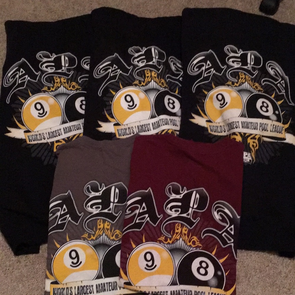 Lot of 5 billiards apparel. Great for a pool team!